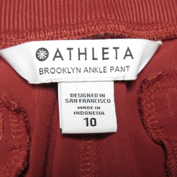ATHLETA womens PANTS rust BROOKLYN ANKLE lightweight ATHLETIC comfy SIZE 10 - Picture 9 of 14